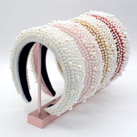 Handmade, wide brim, thickened, sponge, headband, Baroque, hair accessories, pearl, headband
