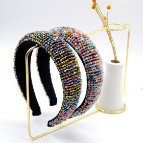 Baroque, crystal, hairband, sponge, wide edge, handmade headband