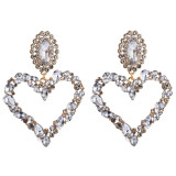 Heart shape, alloy, color diamond, retro, temperament, exaggeration, earrings