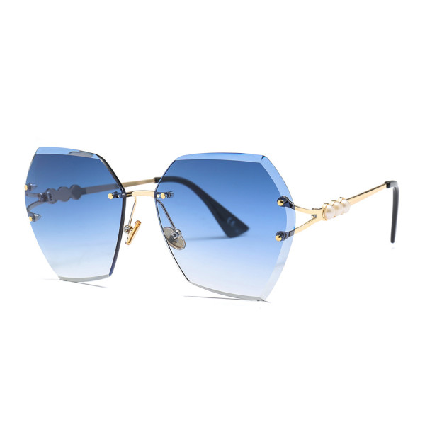 Irregular, trimming, sunglasses, fashion, frameless, sunglasses, pearl leg