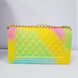 Lingge, single shoulder, chain, colorful package, gorgeous, frosted, diagonal span, jelly package