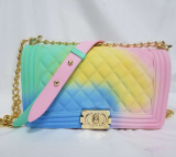 Lingge, single shoulder, chain, colorful package, gorgeous, frosted, diagonal span, jelly package