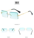 Frameless, trimming, square, sunglasses, fashion, small glasses, sunglasses