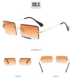 Frameless, trimming, square, sunglasses, fashion, small glasses, sunglasses
