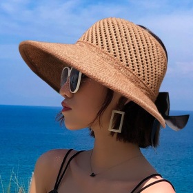 Sunscreen, sunshade, sun hat, anti ultraviolet, foldable, empty top, cool hat, straw hat