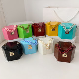 PVC, candy color, dinner, box, bag, mini, portable, chain, shoulder bag
