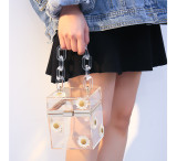 Small daisy, acrylic, chain, box bag, transparent bag, cosmetic bag, cross, vacation bag