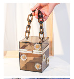 Small daisy, acrylic, chain, box bag, transparent bag, cosmetic bag, cross, vacation bag