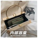 Retro, snake pattern, box, small square bag, chain, portable, one shoulder, messenger bag