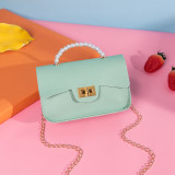 Pearl, portable, small square bag, shoulder bag, chain, messenger bag