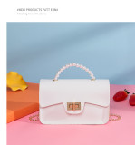 Pearl, portable, small square bag, shoulder bag, chain, messenger bag