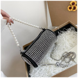Pearl, portable, cylinder bag, chain, shoulder bag