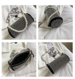 Pearl, portable, cylinder bag, chain, shoulder bag