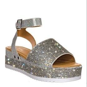 Thick sole, middle heel, colorful, diamond sandals