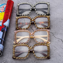 Big frame, diamond, sunglasses, exaggeration, square, glasses