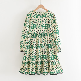 Mother daughter, parent-child dress, long sleeve, print, dress