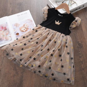 Crown, star, stitching, mesh skirt, short sleeve, princess skirt