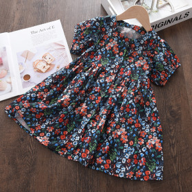 Color contrast, floral, casual skirt, lantern sleeve, lady skirt