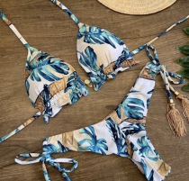 Split, printed, swimsuit, bikini