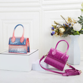 Gradient color, crocodile pattern, Messenger Bag, mini hand bag,