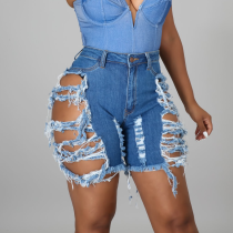 Wash water, make old, hole, jeans, casual shorts