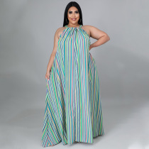 Striped print, dress, large, loose