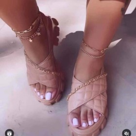 Metal chain, thick soles, sandals