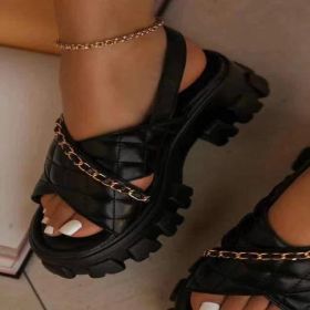Metal chain, thick soles, sandals