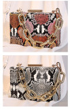 Snake pattern, PU leather, shoulder bag, retro, acrylic, chain, box, Messenger Bag