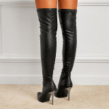 Elastic, over knee, boots, high heels, pointed boots