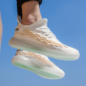 Fish scale flying weave, coconut shoes, transparent sole, cover feet, running shoes