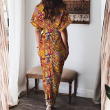 Temperament, lace up, broken flowers, dress