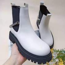 Martin boots, short boots, PU leather boots, chain, decoration