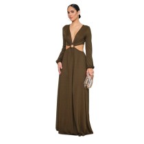 Solid color, casual, temperament, long skirt, dress