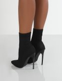 Pointed head, knitting, middle tube, high heels, women's Boots