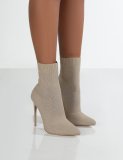 Pointed head, knitting, middle tube, high heels, women's Boots