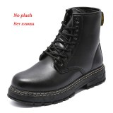 MILIKUYOU Leather Boots Men Plush Keep Warm Men's Casual Shoes Comfortable Ankle Boots Men Tooling Boots Winter Snow Shoes 2021