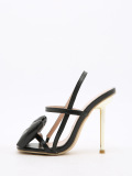 Bow tie, stiletto, square head, electroplated heel, sandals