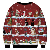 Christmas cow, digital printing, round neck, sweater, loose long sleeved shirt