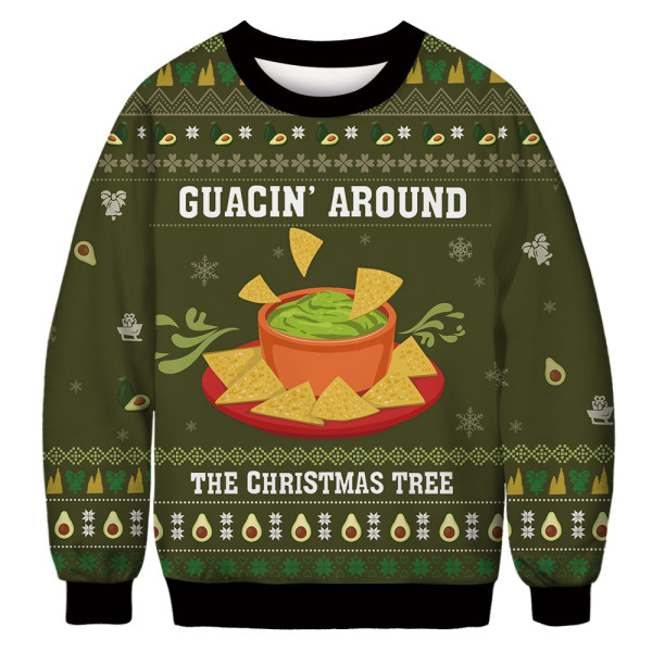 Christmas, digital printing, lovers, round neck, long sleeved sweater