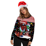 Christmas, digital printing, lovers, round neck, long sleeved sweater