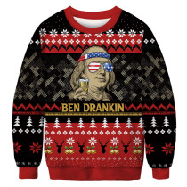 Christmas snowman, digital print, round neck sweater