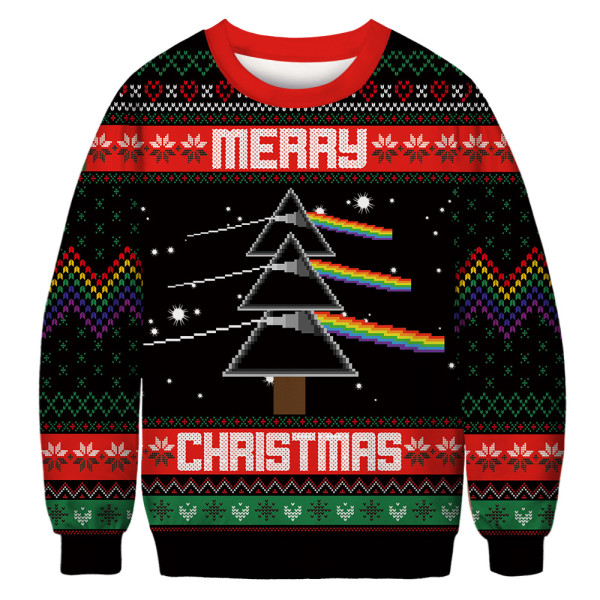 Christmas, digital printing, lovers, round neck, long sleeved sweater
