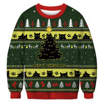 Christmas cow, digital printing, round neck, sweater, loose long sleeved shirt