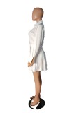 Shoulder length, dress, pleated skirt