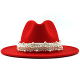 British style, elegant jazz hat, pearl, top hat, 56-58-60cm