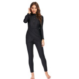 Muslim swimsuit, long sleeve, long pants, three piece set, conservative sunscreen, with breast pad