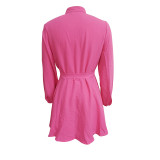 Solid color, long sleeve, cotton linen, dress