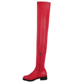 Long tube, elastic, low thick heel, boots