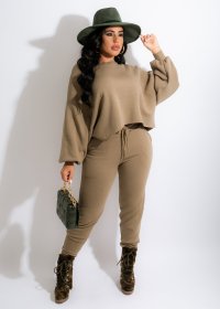 Solid color sweater, irregular, loose, casual sportswear, suit